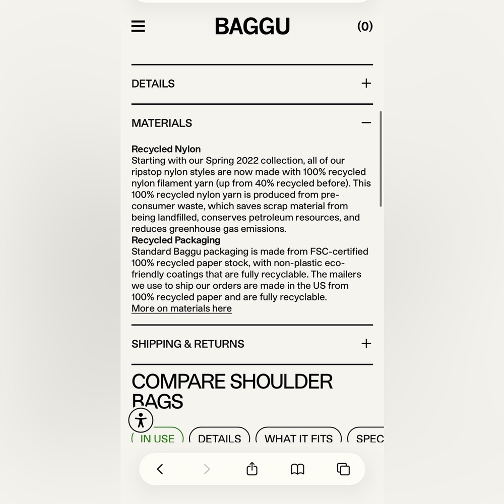 BAGGU Nylon Shoulder Bag, like new! - Picture 7 of 7